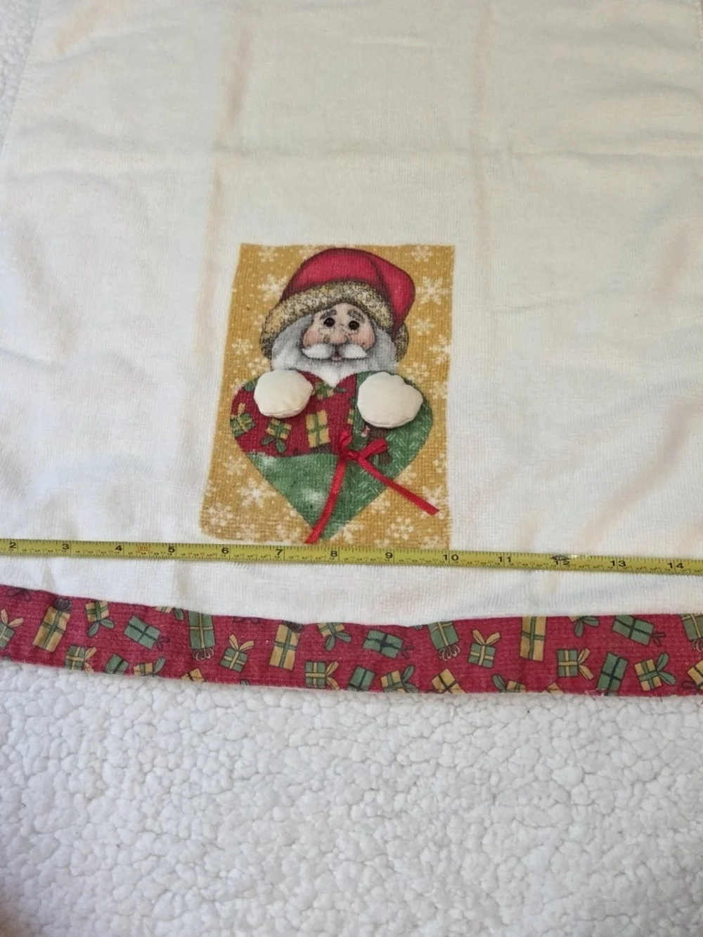 Vintage Christmas Oven Mitt Hand Towel Set Santa Holiday 3D